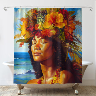 Hawaiian Island Goddess Tropical Shower Curtain