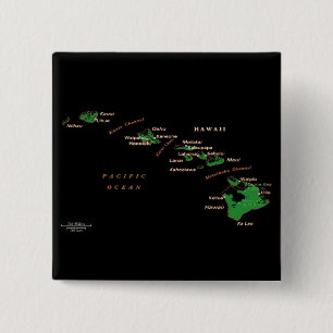 Hawaiian Island map 15 Cm Square Badge
