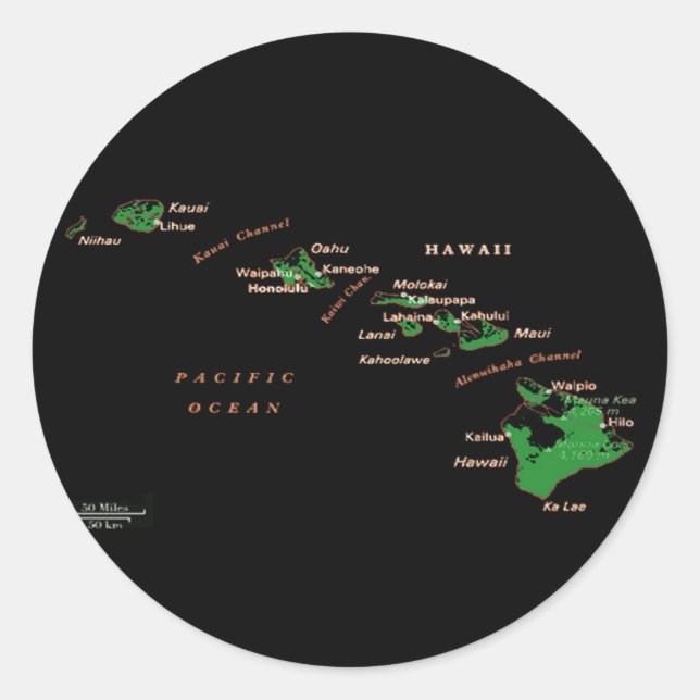 Hawaiian Island map Classic Round Sticker (Front)