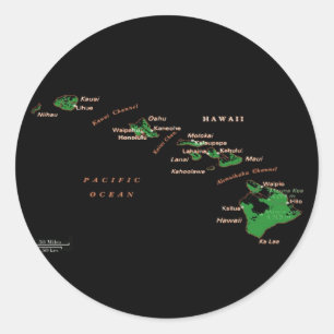 Hawaiian Island map Classic Round Sticker