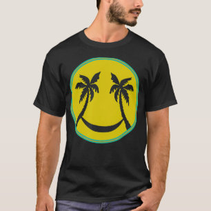 Hawaiian Island Palm Trees Happy Hammock Face T-Shirt