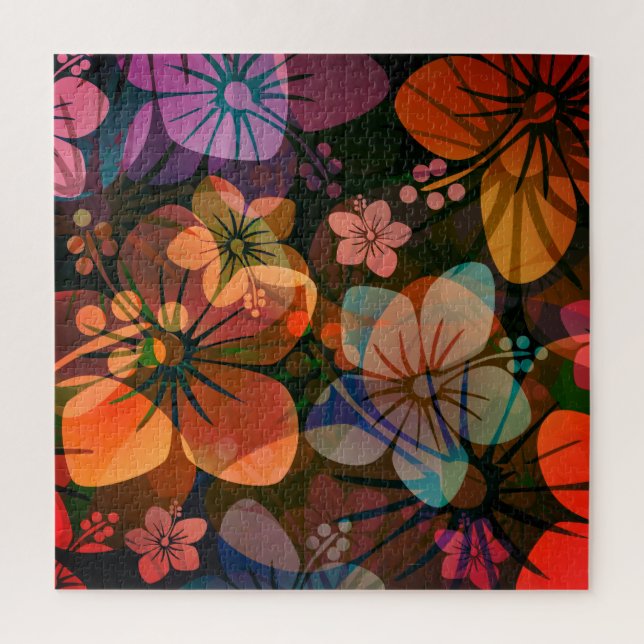 Hawaiian Island Style Hibiscus Flower Pattern Jigsaw Puzzle (Vertical)