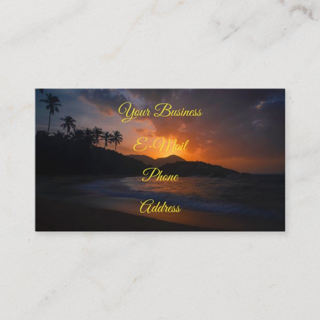 Hawaiian Island Sunset Beach Business Card (Front)