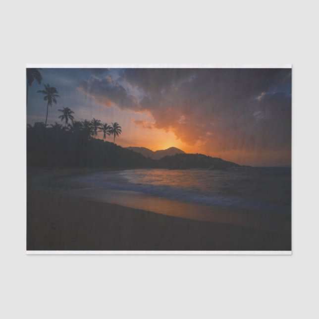 Hawaiian Island Sunset Beach Tissue Paper (Front)