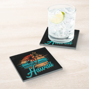 Hawaiian Island Tropical Hawaii Vacation Glass Coaster