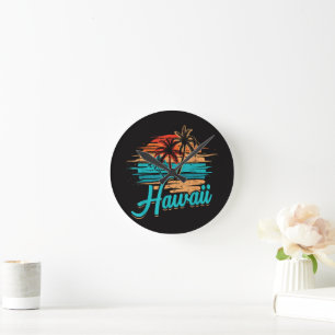Hawaiian Island Tropical Hawaii Vacation Round Clock