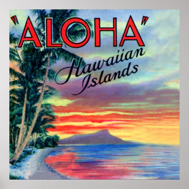 Hawaiian Islands Aloha Sunset Poster (Front)