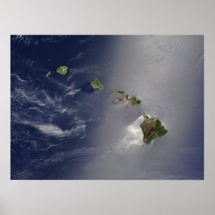 Hawaiian Islands Satellite View Poster
