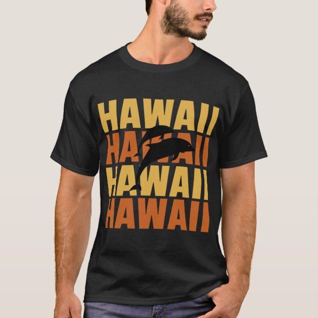 Hawaiian Islands Surf Style Dolphin Watching desig T-Shirt (Front)