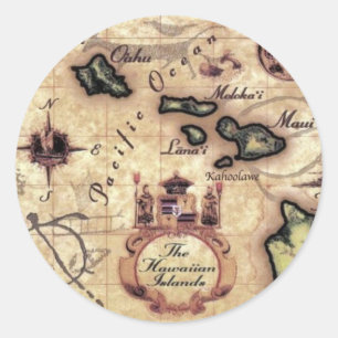 Hawaiian Islands vintage map print Classic Round Sticker