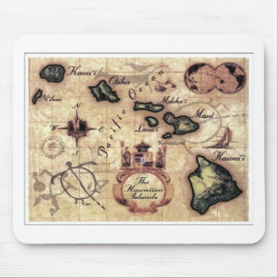 Hawaiian Islands vintage map print Mouse Mat