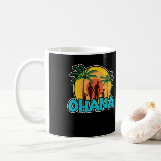 Hawaiian Islands Vintage Souvenir Ohana Coffee Mug (With Donut)