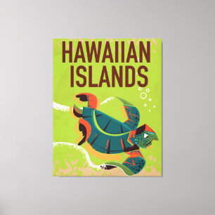 Hawaiian Islands Vintage Travel Poster. Canvas Print