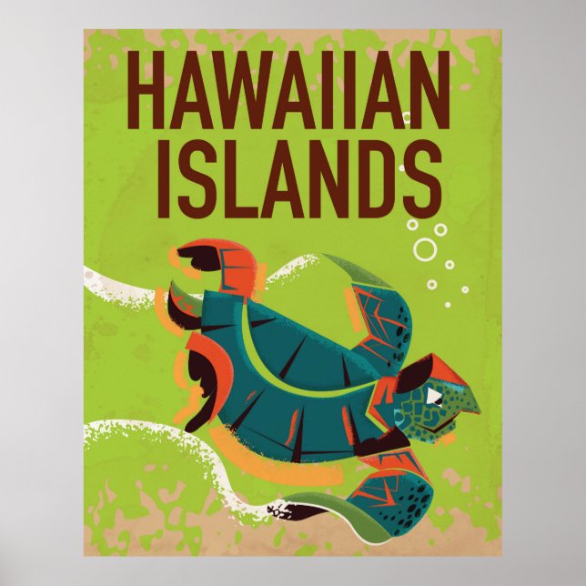 Hawaiian Islands Vintage Travel Poster. Poster (Front)