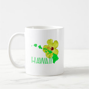 Hawaiian Islands Yellow Hibiscus Flower Coffee Mug
