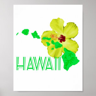 Hawaiian Islands Yellow Hibiscus Flower Poster