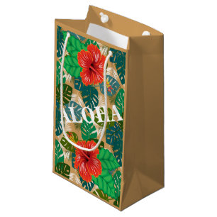 Hawaiian Jungle Foliage Hibiscus ALOHA Small Gift Bag