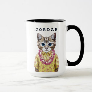 Hawaiian Kitty Cat   Add Your Name Mug