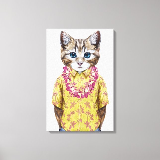 Hawaiian Kitty Cat Canvas Print (Front)