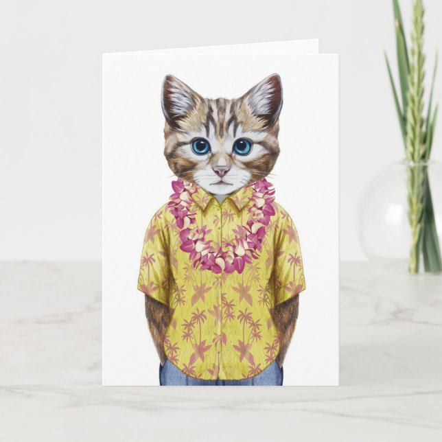 Hawaiian Kitty Cat Card (Front)
