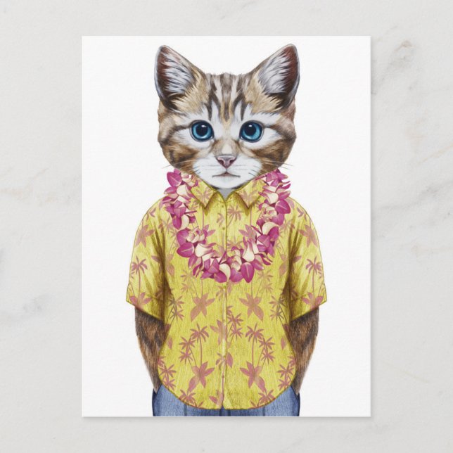 Hawaiian Kitty Cat Postcard (Front)