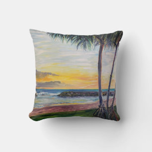 Hawaiian Ko'Olina Beach lagoon 2 Hala Tree Cushion