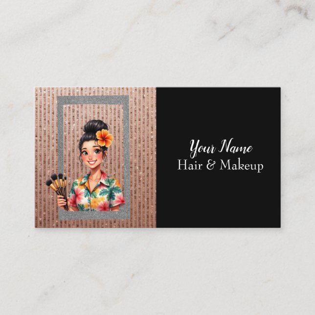Hawaiian Lady And Gold Beauty Business Card (Front)