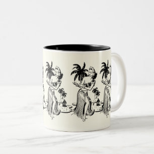 Hawaiian Lady Dancer: Islander Culture Enthusiasts Two-Tone Coffee Mug