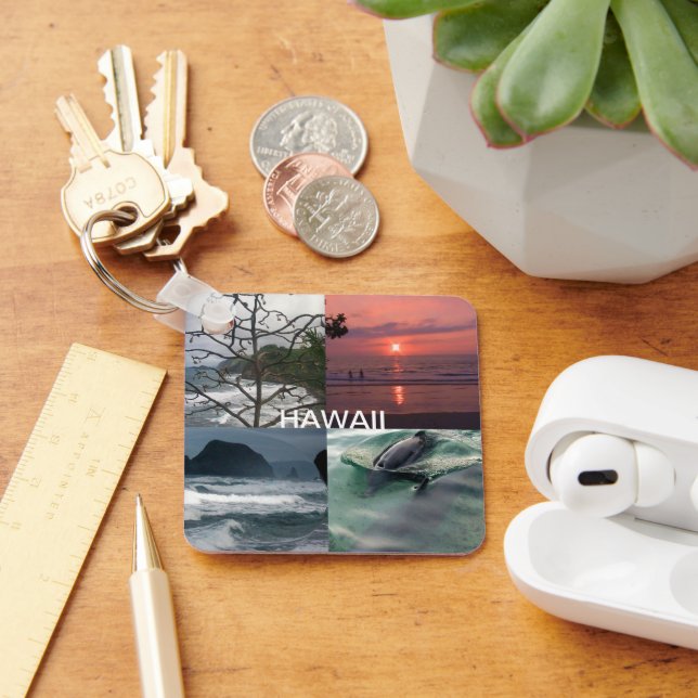 Hawaiian Landscape Four Photo Hawaii Key Ring (Desk)