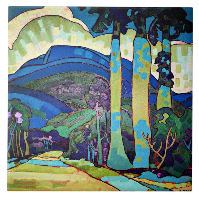 Hawaiian Landscape painting by Arman Manookian Tile (Front)