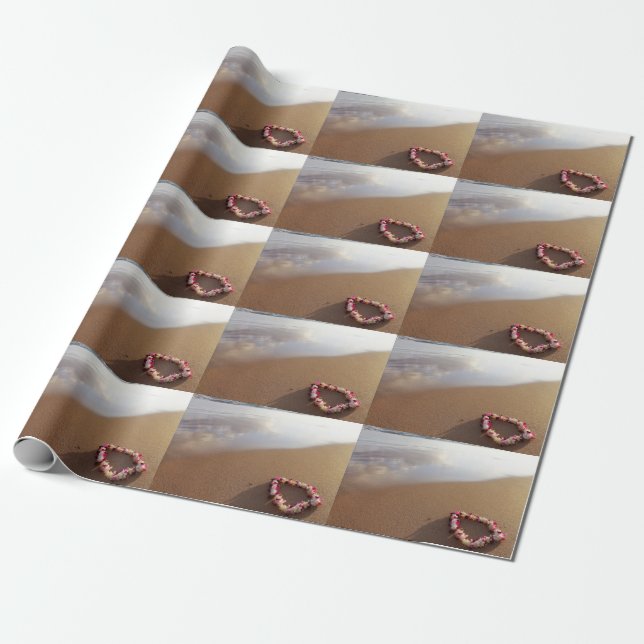 Hawaiian Lei Beach Wrapping Paper (Unrolled)