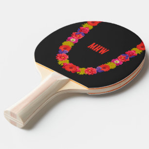 Hawaiian Lei custom monogram ping pong paddle
