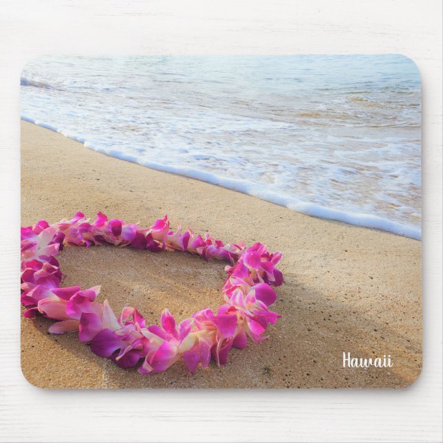 Hawaiian Lei on Sandy Beach Mouse Mat (Front)