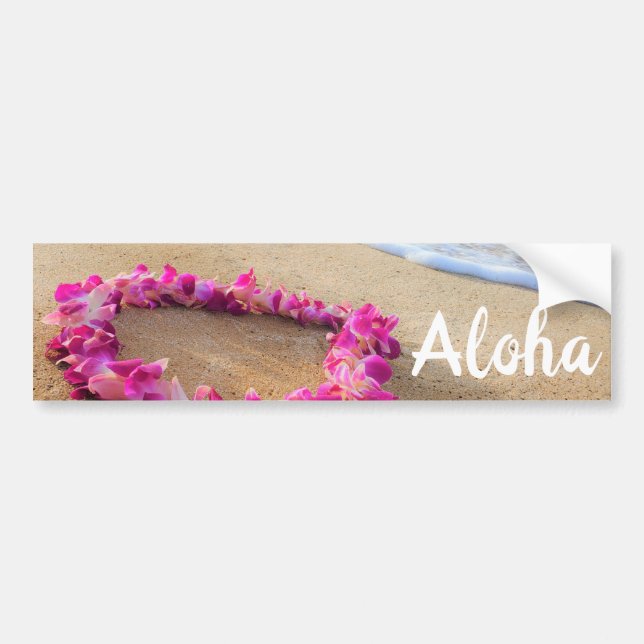 Hawaiian Lei Sandy Beach Aloha Bumper Sticker (Front)