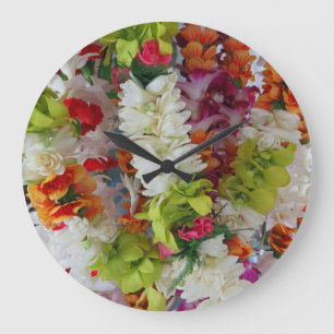 Hawaiian Lei Stand Large Clock