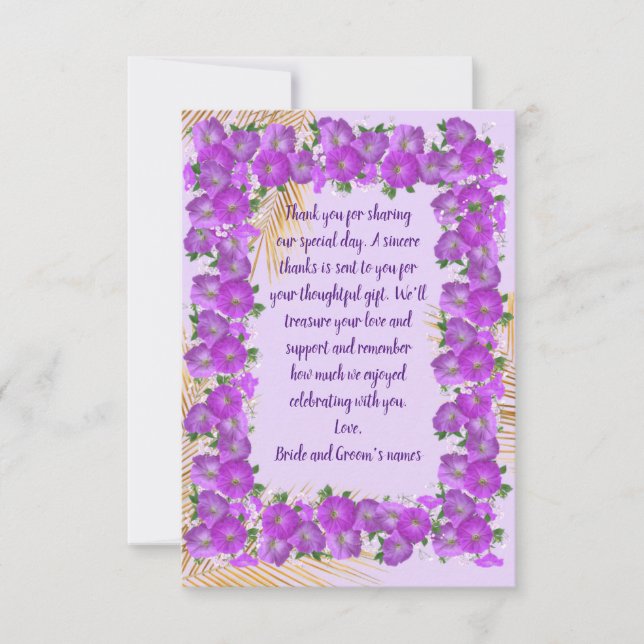 Hawaiian Lei Wedding Thank You Card (Front)