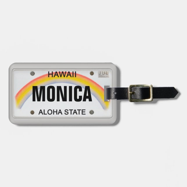 Hawaiian License Plate with your Name Luggage Tag (Front Horizontal)