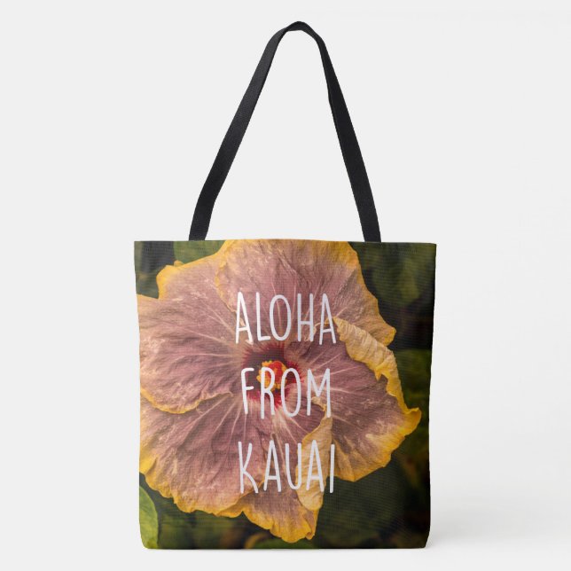 Hawaiian Lilac Hibiscus Reversible Beach Bag (Front)