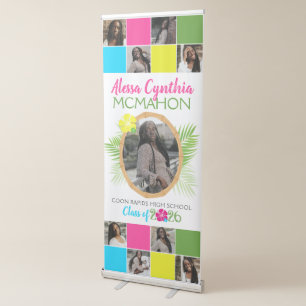 Hawaiian Luau 9 Photo Graduation Retractable Banner