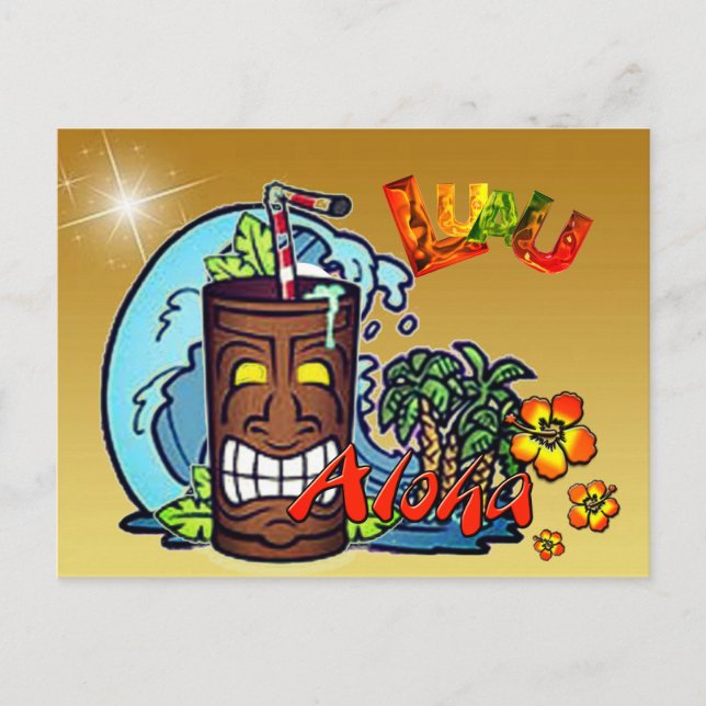 Hawaiian Luau Announcement Postcard (Front)