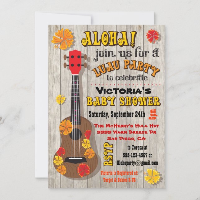 Hawaiian Luau Baby Shower Invitations (Front)