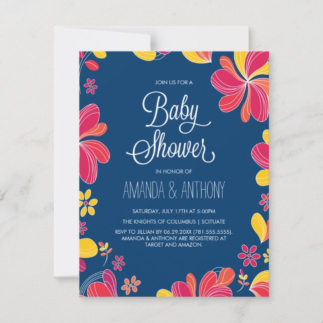 Hawaiian Luau Baby Shower Tropical Theme Invitation (Front)