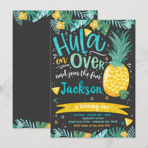 Hawaiian Luau Birthday Party Pineapple Luau Pool Invitation