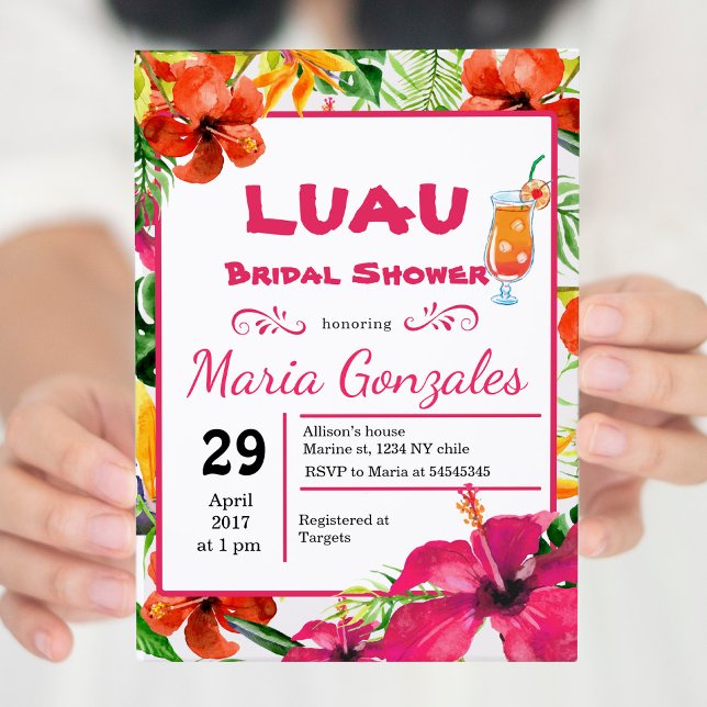 Hawaiian Luau Bridal Shower Invitation (Creator Uploaded)