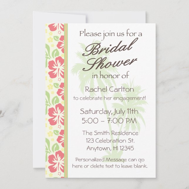 Hawaiian Luau Bridal Shower Invitation (Front)