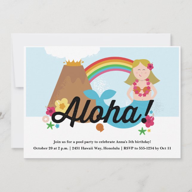Hawaiian Luau Children's Birthday Party Invitation (Front)