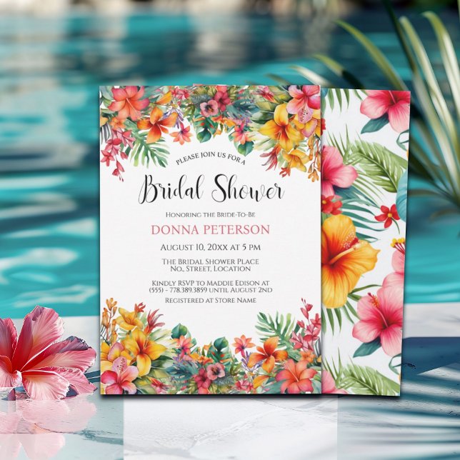 Hawaiian Luau Colourful Bridal Shower Invitation (Creator Uploaded)