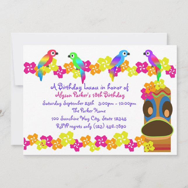 Hawaiian Luau Invitation (Front)