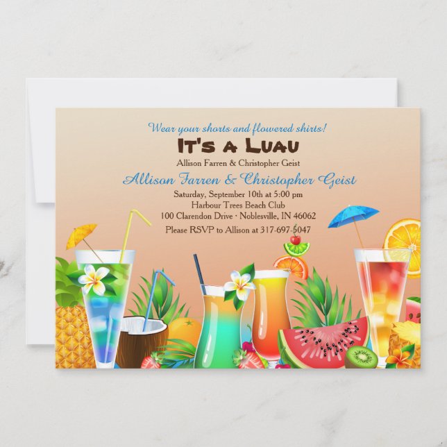Hawaiian Luau Invitation (Front)