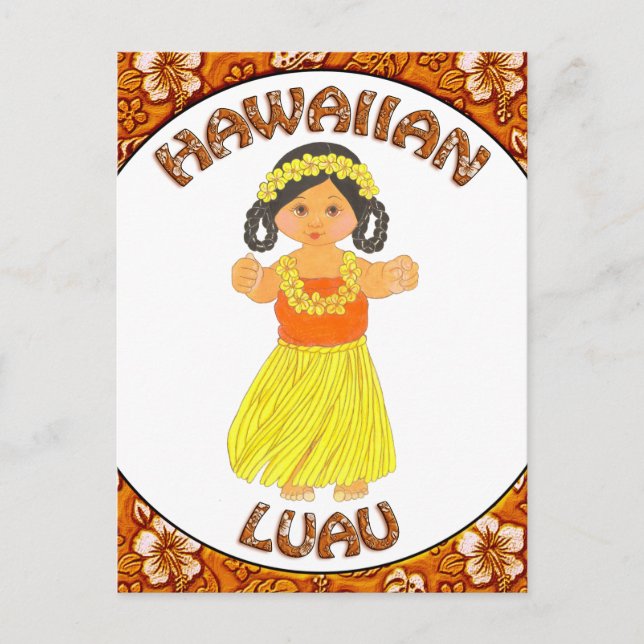 Hawaiian Luau Invitation Postcard (Front)